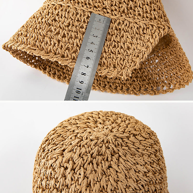 Japanese Niche Women's Hollow Knitted Bucket Hat