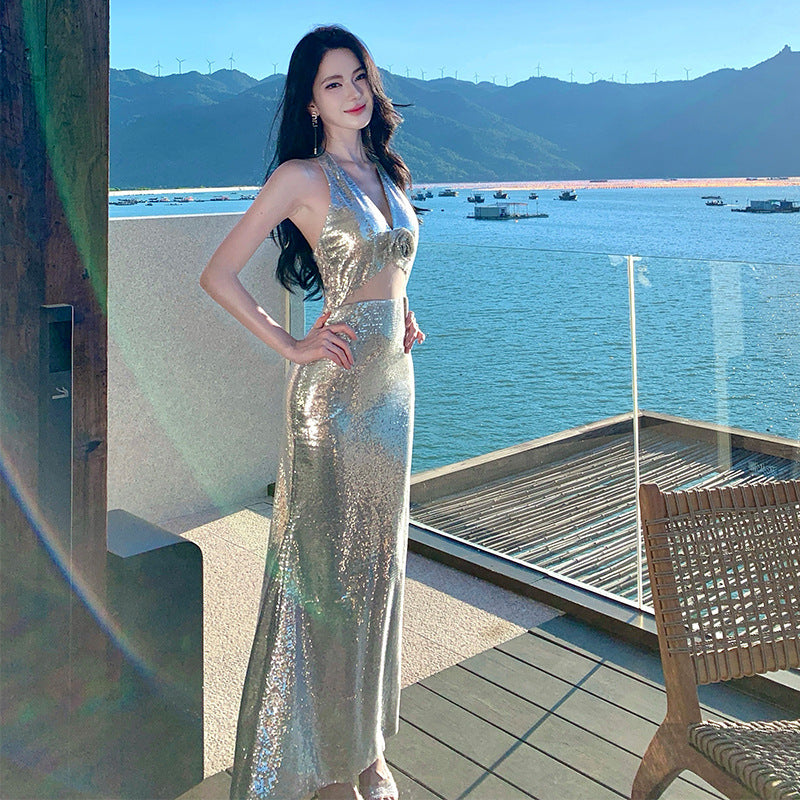 Sequined Evening Gown High-end Light-luxury Dress For Annual Company Events