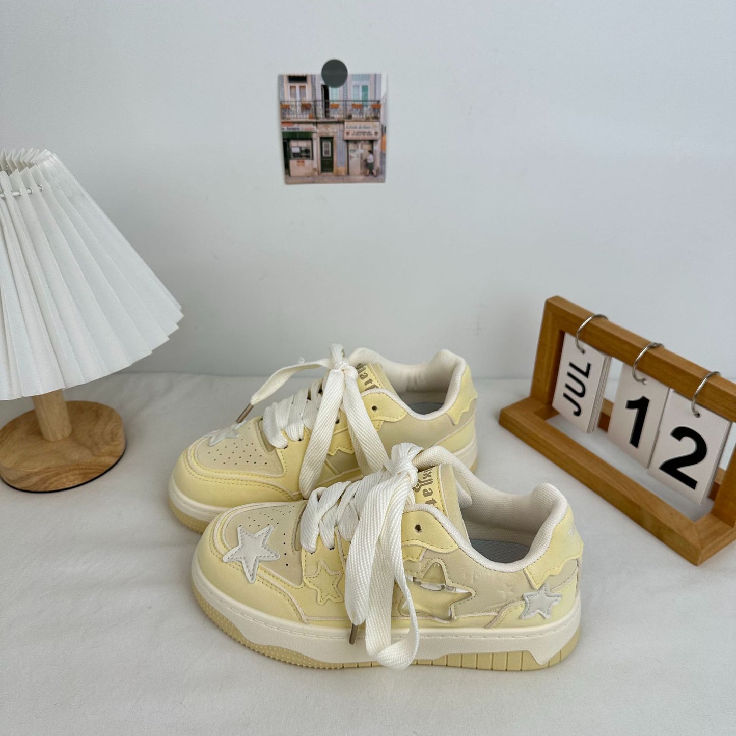 Womens Microfiber Canvas Thick-Soled Casual Sneakers