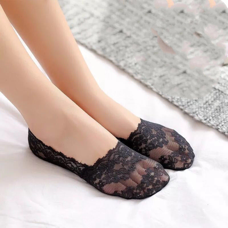 Elastic Suspender Half Palm Socks Lace Boat Socks