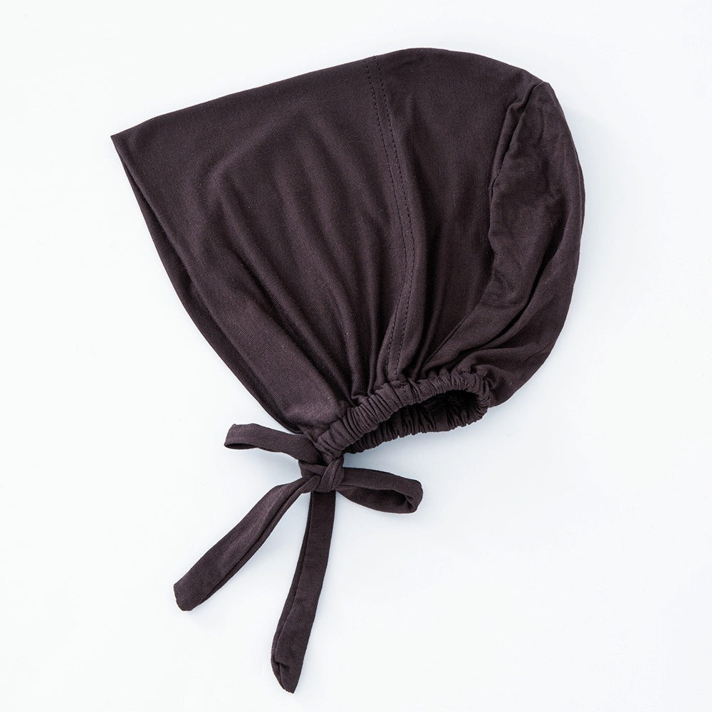 Women's Fashion Solid Color Lace-up Bottoming Hood