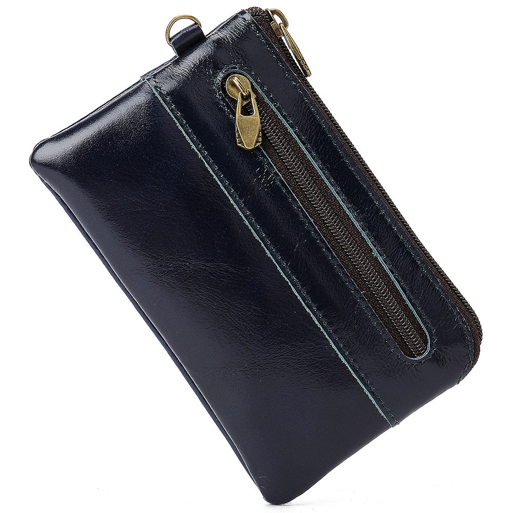 Vintage cowhide zipper card holder