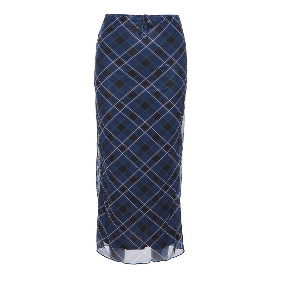 Plus Size Women's Plaid Straight Mid-length Skirt