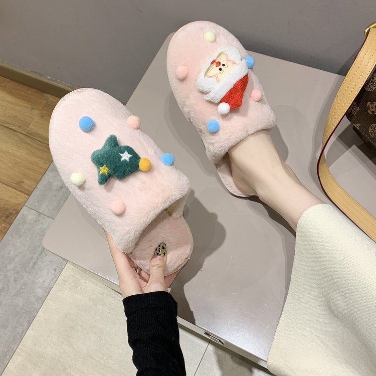 Santa Claus Slippers Women's Flat Baotou