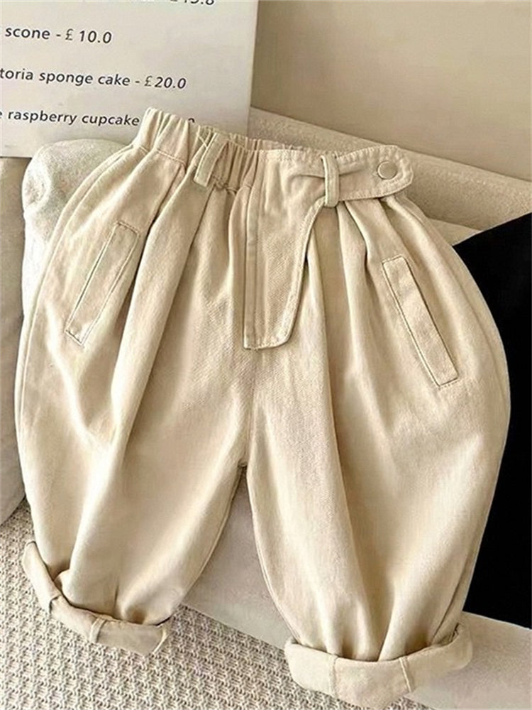 Texture Color Diagonal Pockets Cropped Pants