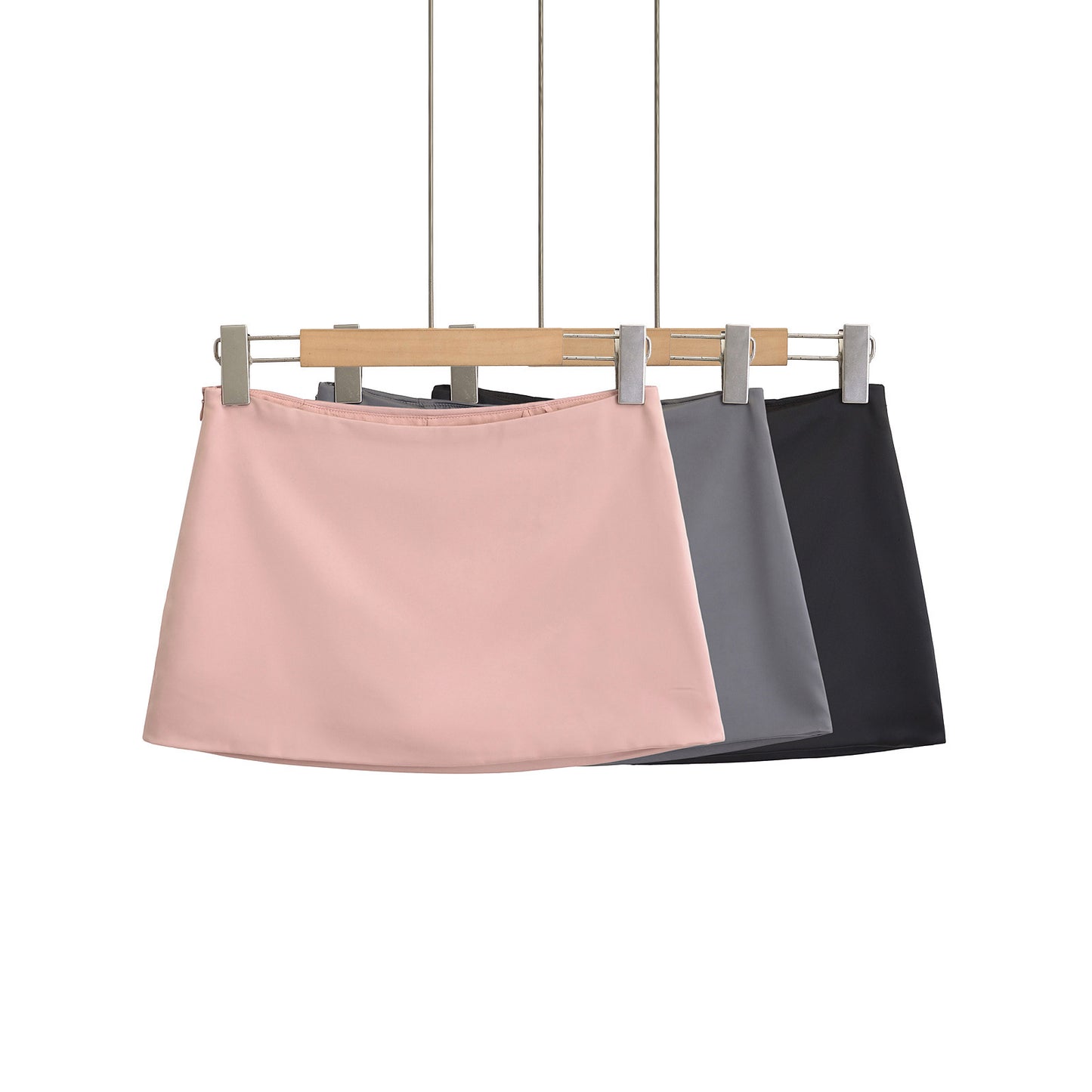 Summer New Sexy Low Waist Cropped Satin Skirt With Lining