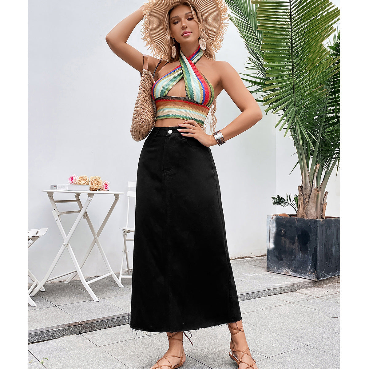 Women's Casual Trend High Waist Slimming Denim Skirt