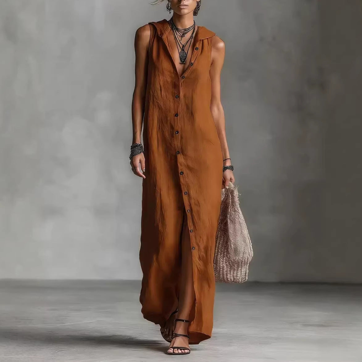 Sleeveless Long Dress Women's One-piece Dress