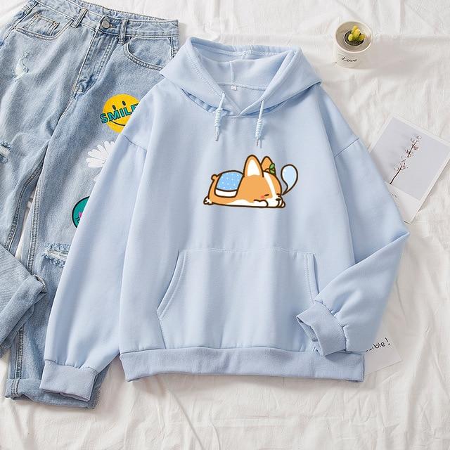 Plus Size Hoodie Custom Advertising Shirt Corgi Print