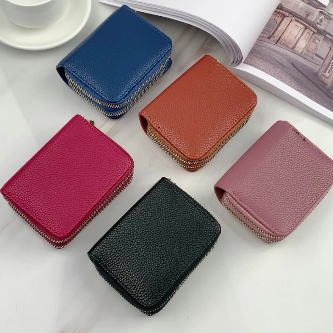 Women's Short Solid Leather Wallet