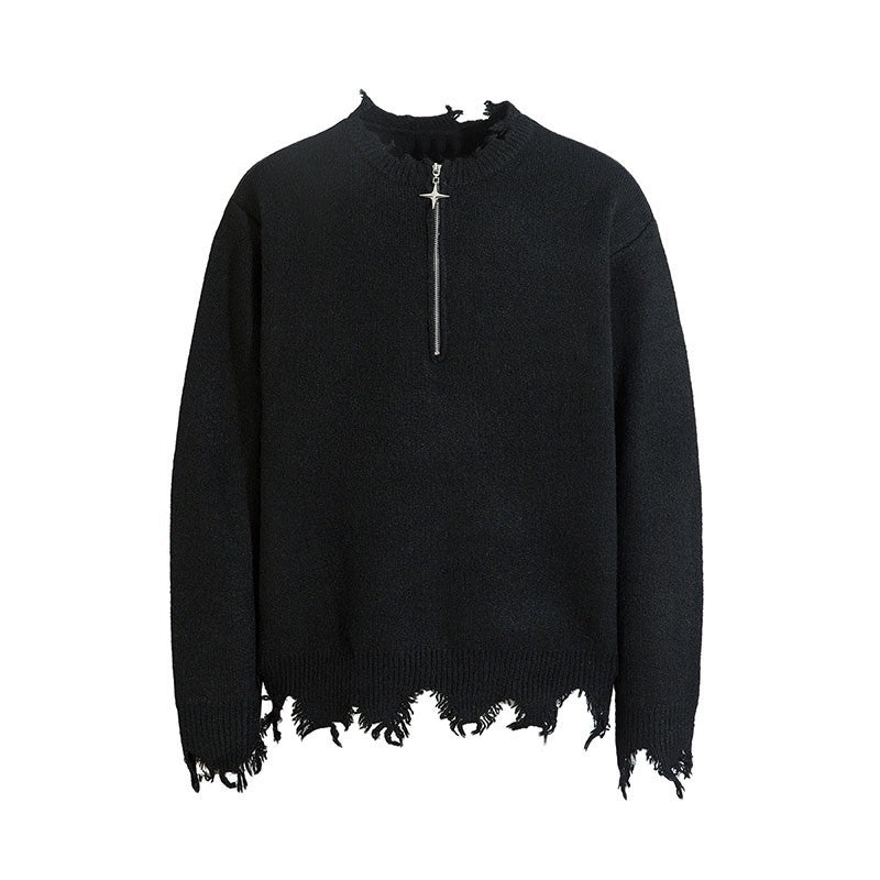 American-style Vintage Half-zip Sweater For Men