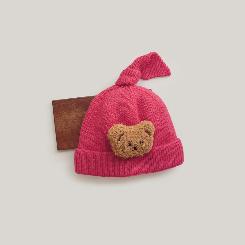 Cute Bear Plus Down Anti-cold Knitted Hat