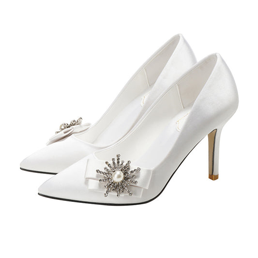 Champagne Dress High Heels Stiletto Crystal Bridesmaid Wedding Shoes