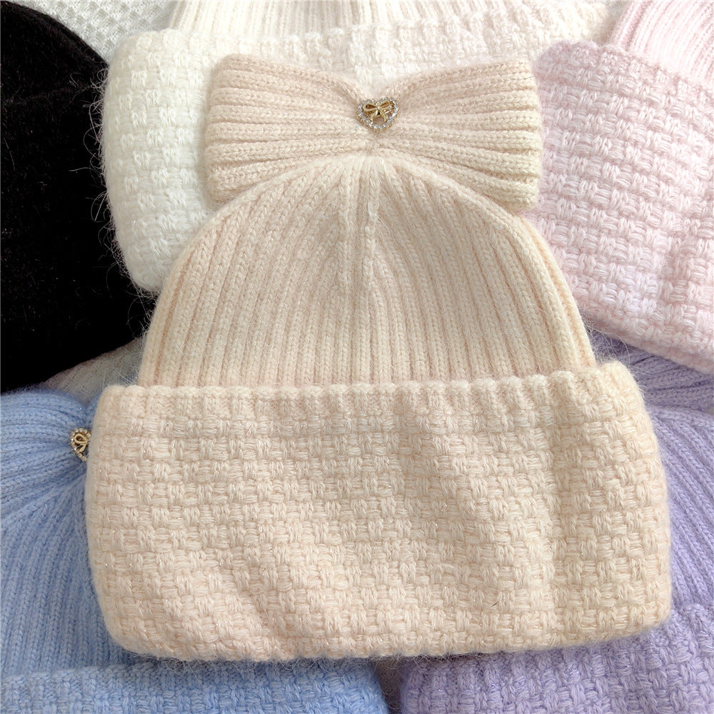 Sweet And Cute Bowknot Rabbit Hair Knitted Hat
