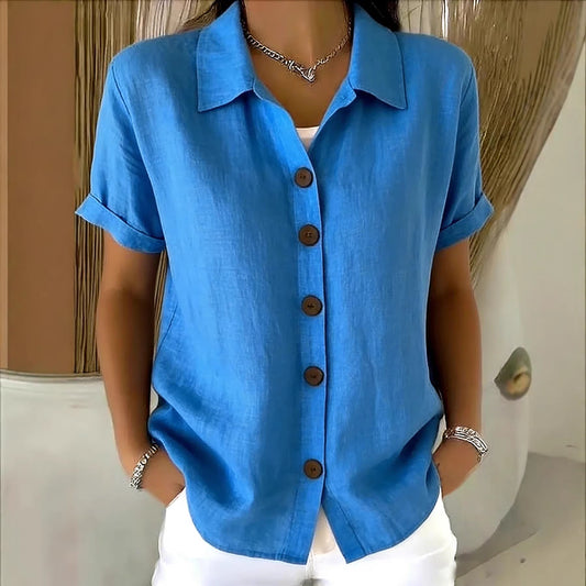 Women's Lapel-button Long-sleeve Shirt