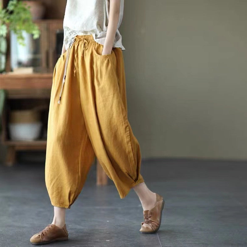 Cotton Harem Pants Linen Loose Bloomers
