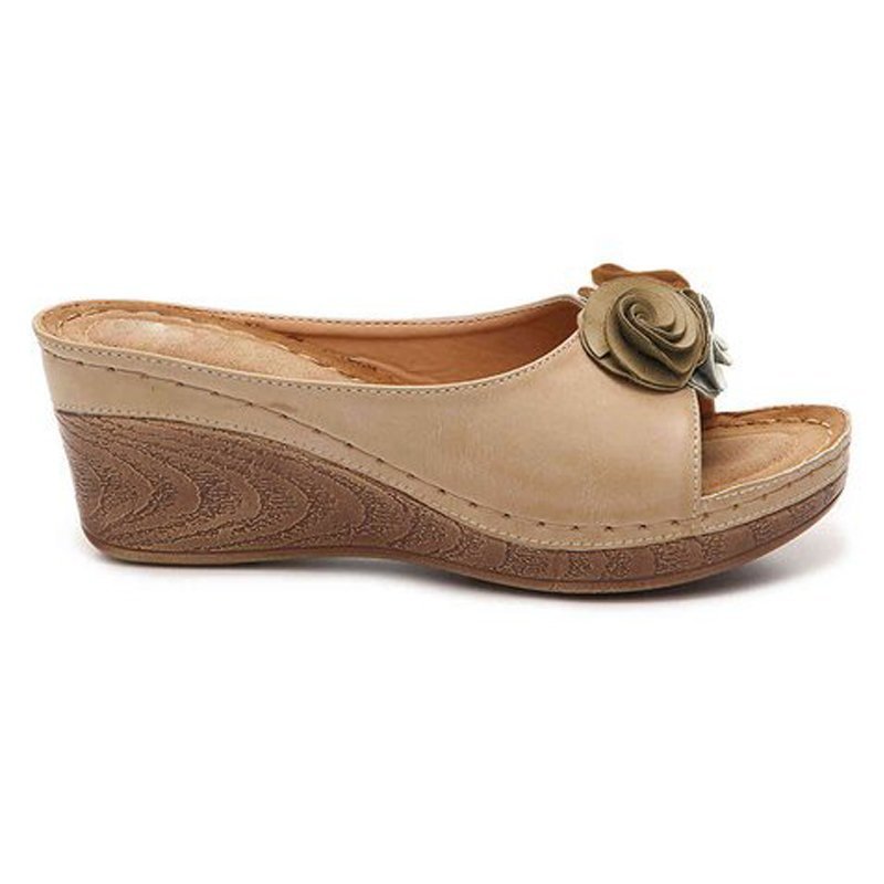 Women's Fashion Sandals Flower Wedge Heel Fish Mouth