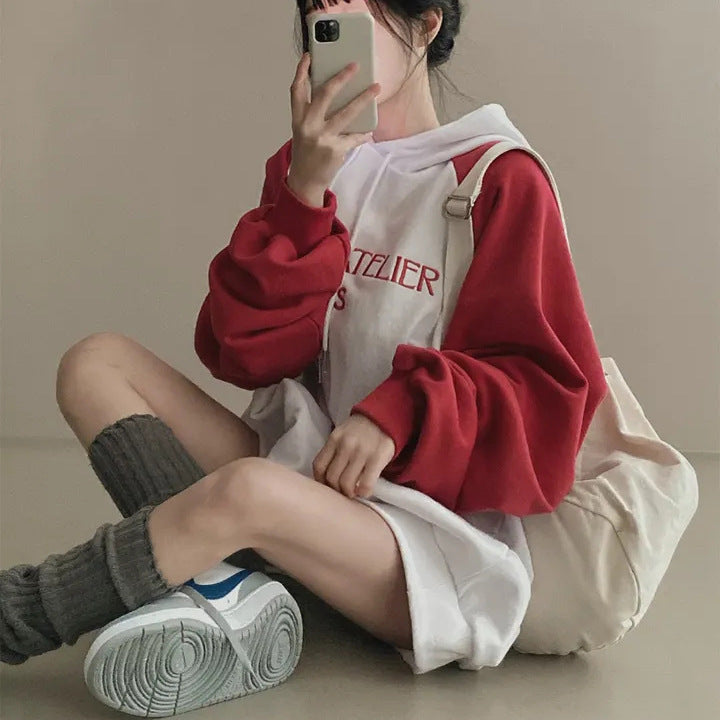 Amerikansk retro vinrød raglanærmet sweater