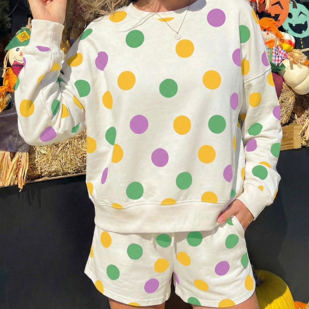 Multicolour Polka Dot Print Drop Sh