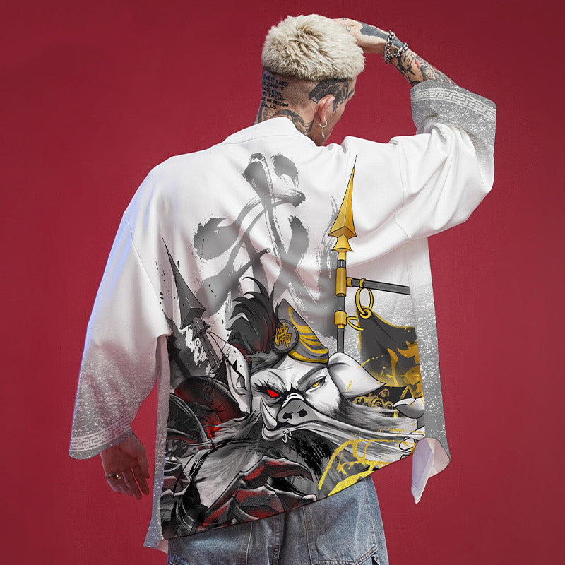 Handsome three-quarter sleeve cardigan robe