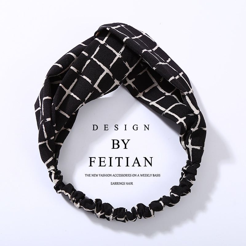 Fabric cross-knotted bow chiffon floral headband