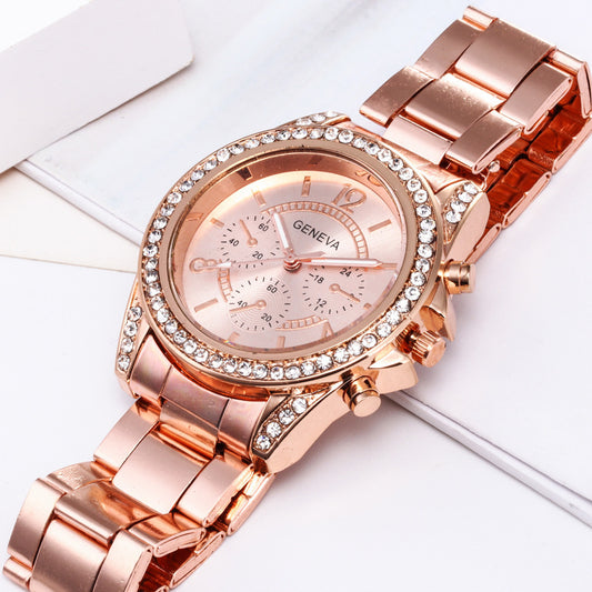 Mode diamanturskive damelegeringsur Quartz ur