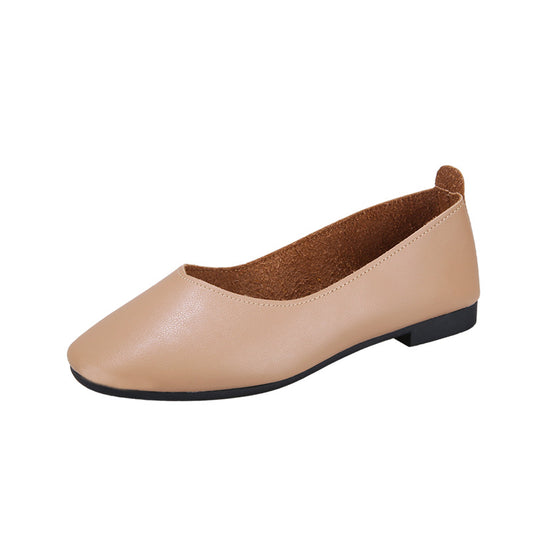 Women's Autumn Fashion Low-cut Square Toe Vintage Flat Shoes