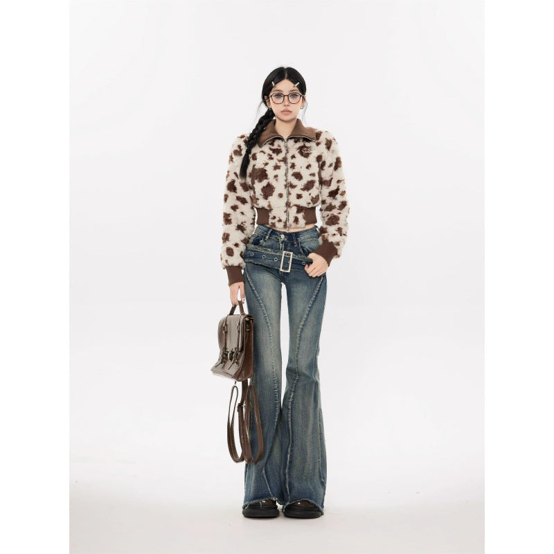 Retro Flared Jeans High Waist Slimming Super