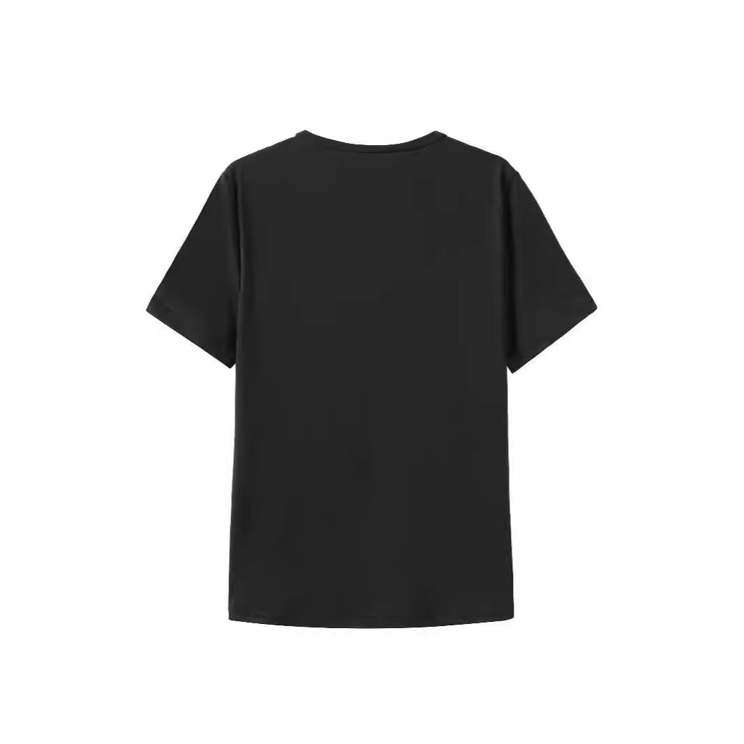 Letter Pattern Loose Casual Print Drop Shoulder Short Sleeve
