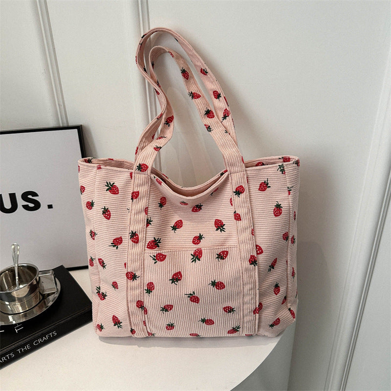 Portable Tote Bag Large Capacity Beautiful Simple Fashion Preppy Style Casual Cool Shoulder Bag
