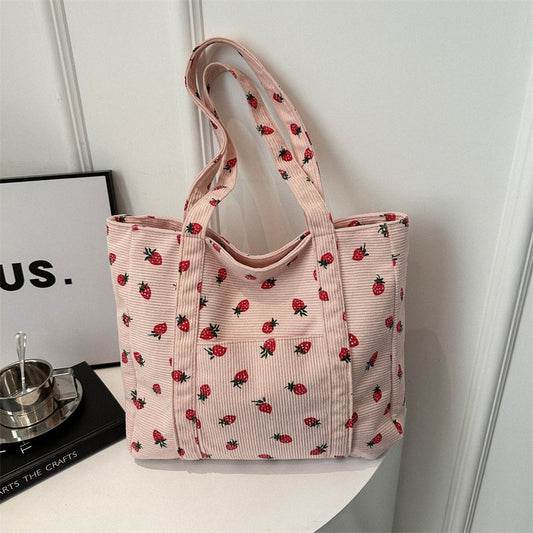 Portable Tote Bag Large Capacity Beautiful Simple Fashion Preppy Style Casual Cool Shoulder Bag