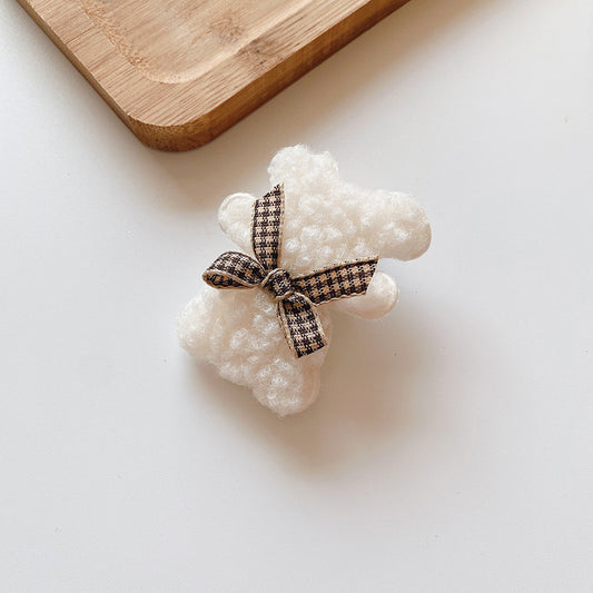 Autumn And Winter Cute Milk Coffee Color Plush Bear Edge Clip