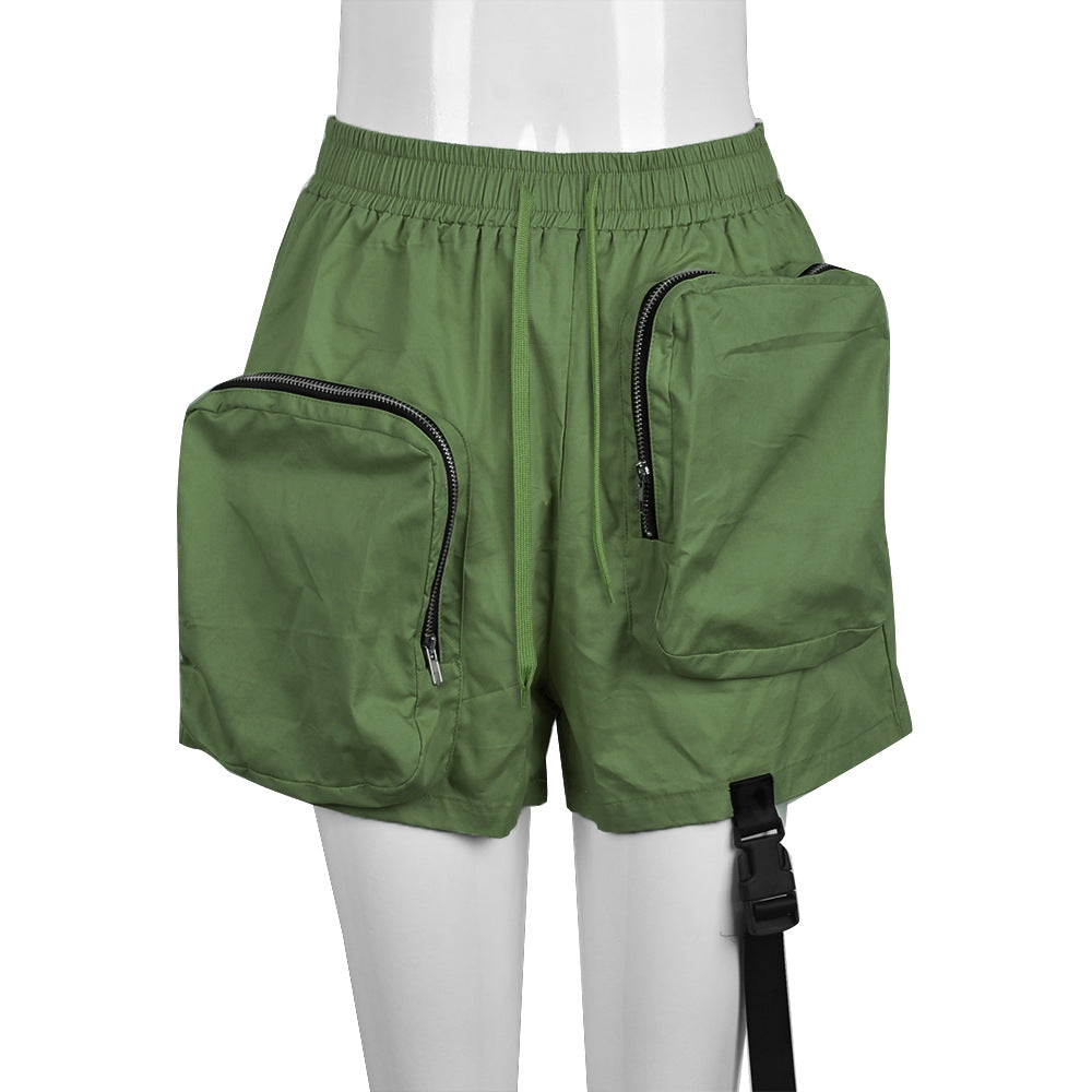 Women's Summer Multi-zipper Elastic Waist Casual Shorts