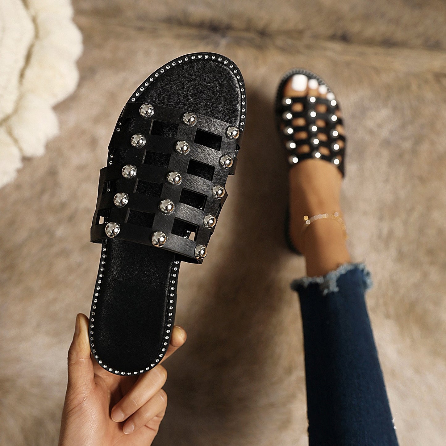 Flade Slip On Outdoor Tøfler i Ensfarvet