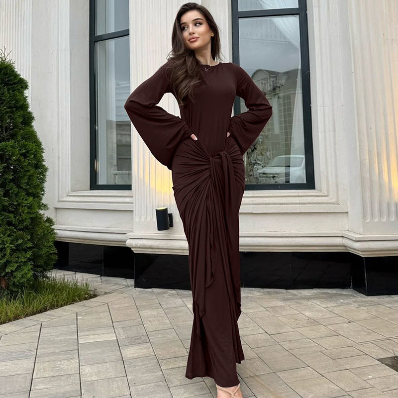 New Stylish Elegant Pleated Waist-cinching Dress