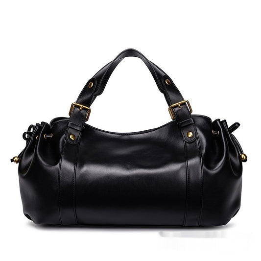 Womens Solid-Color Simple Tote HandbagShoulder Bag