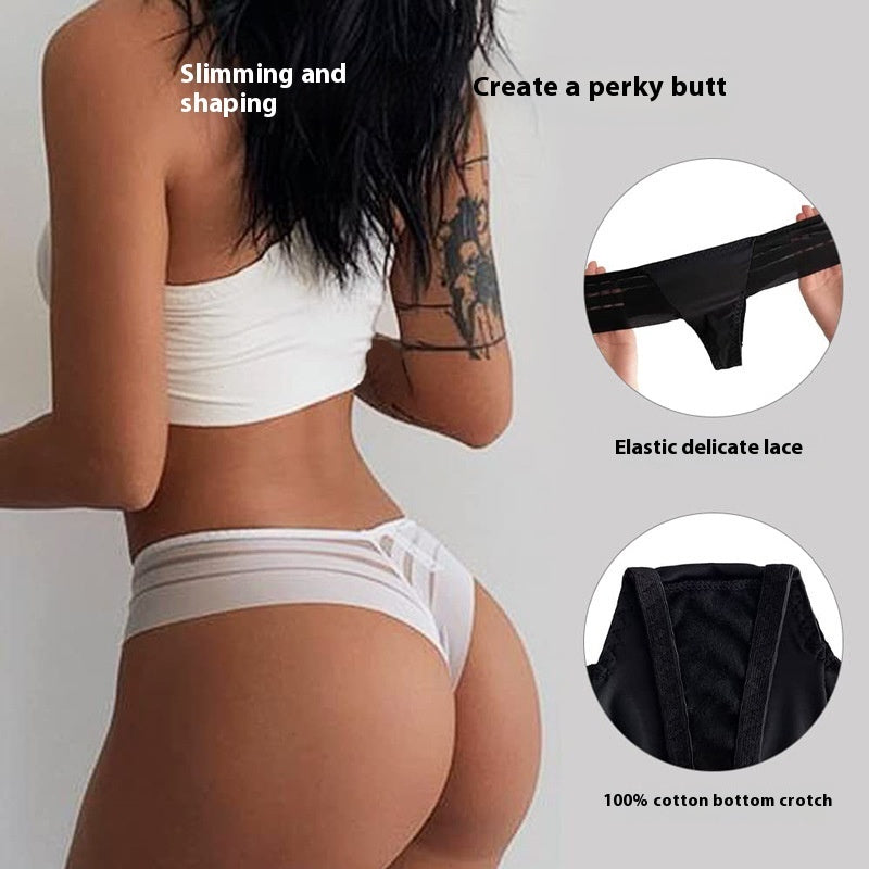 Women's Striped Sexy Lace Edge Seamless T-back