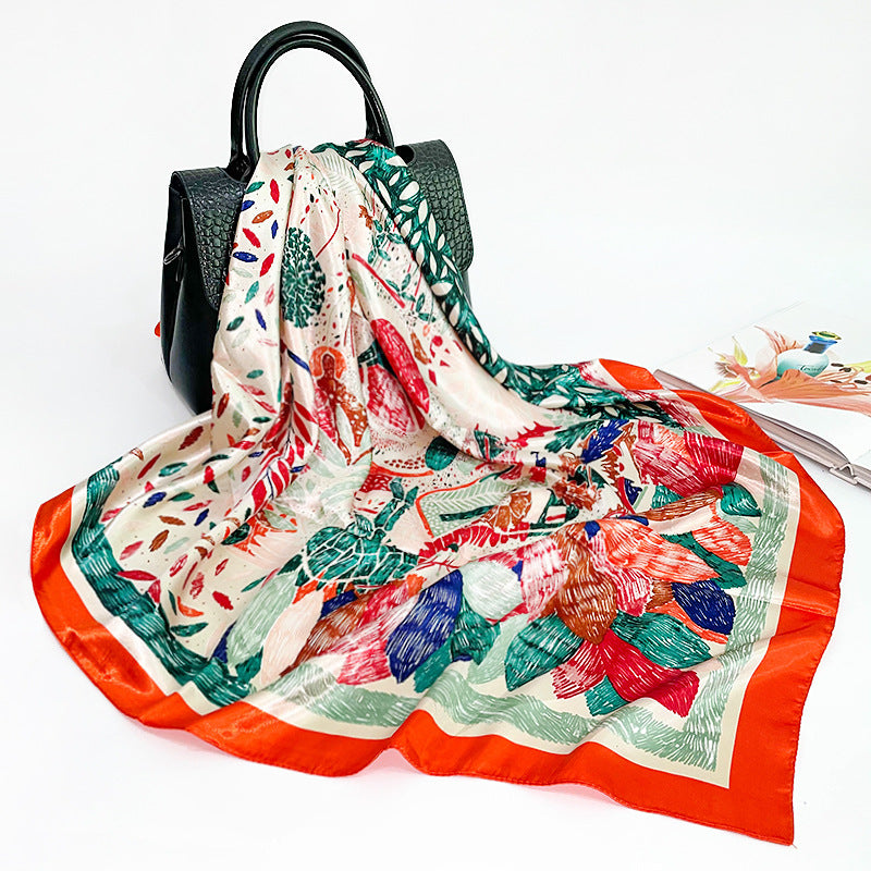 Silk Printed Scarf In Europe And America