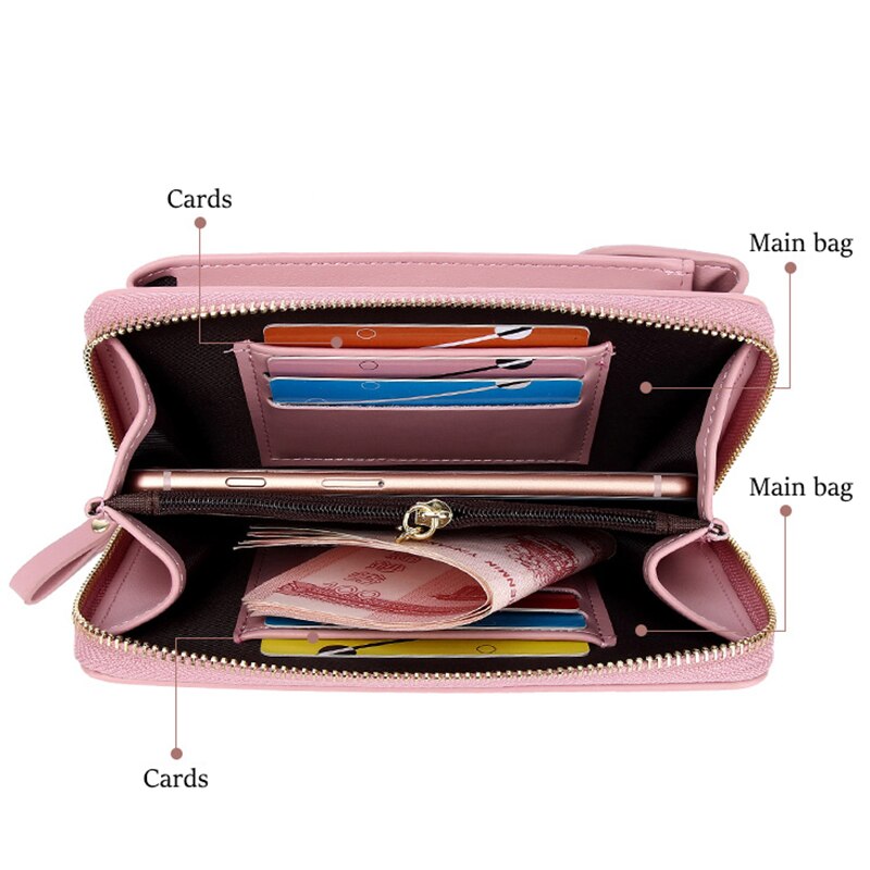 Zipper Phone Bag Female Multi-Function Shoulder Messenger Bag