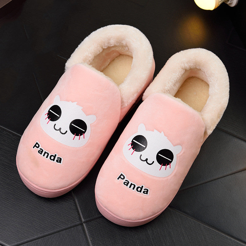 Love cartoon furry wooden floor slippers