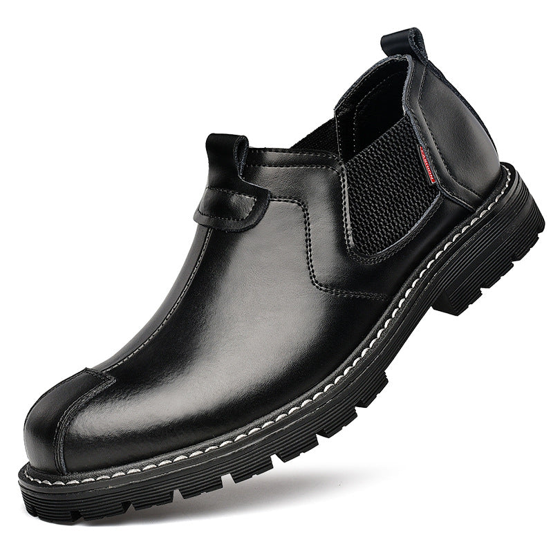 Casual workwear men's big head leather shoes