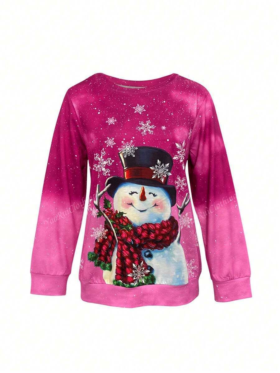 Dame Afslappet Løs Rundhalset Sweater med Skuldervidde