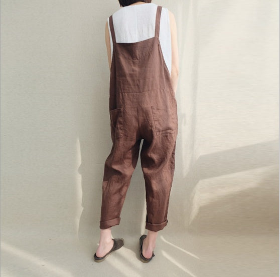 Pants casual pants cotton and linen breathable plus size overalls