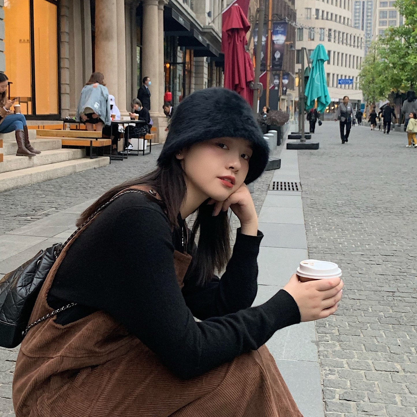 Japanese-style Retro All-match Face-covering Rabbit Fur Bucket Hat