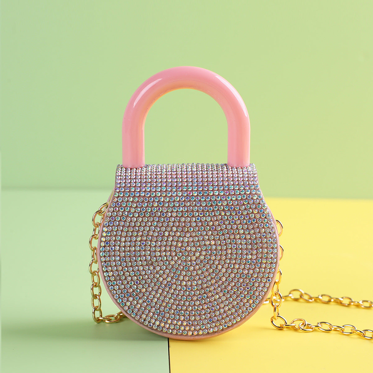 Handle Advanced Small Round Bag Simple With Diamond