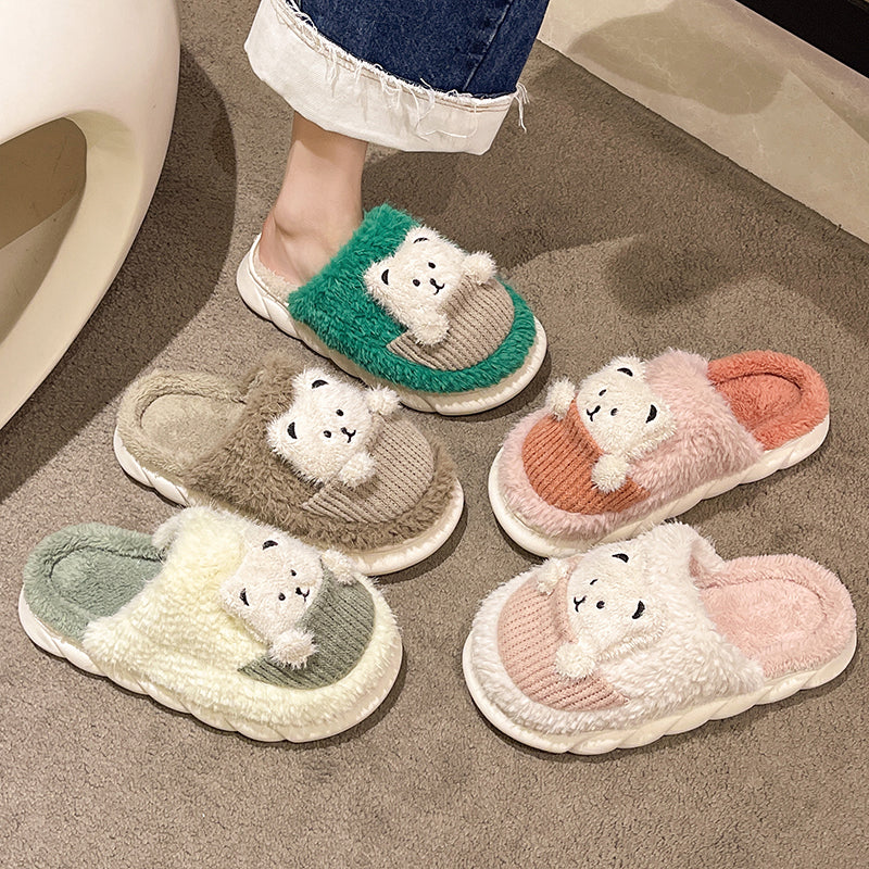 Female Cute Cartoon Baotou Indoor Woolen Cotton Slippers