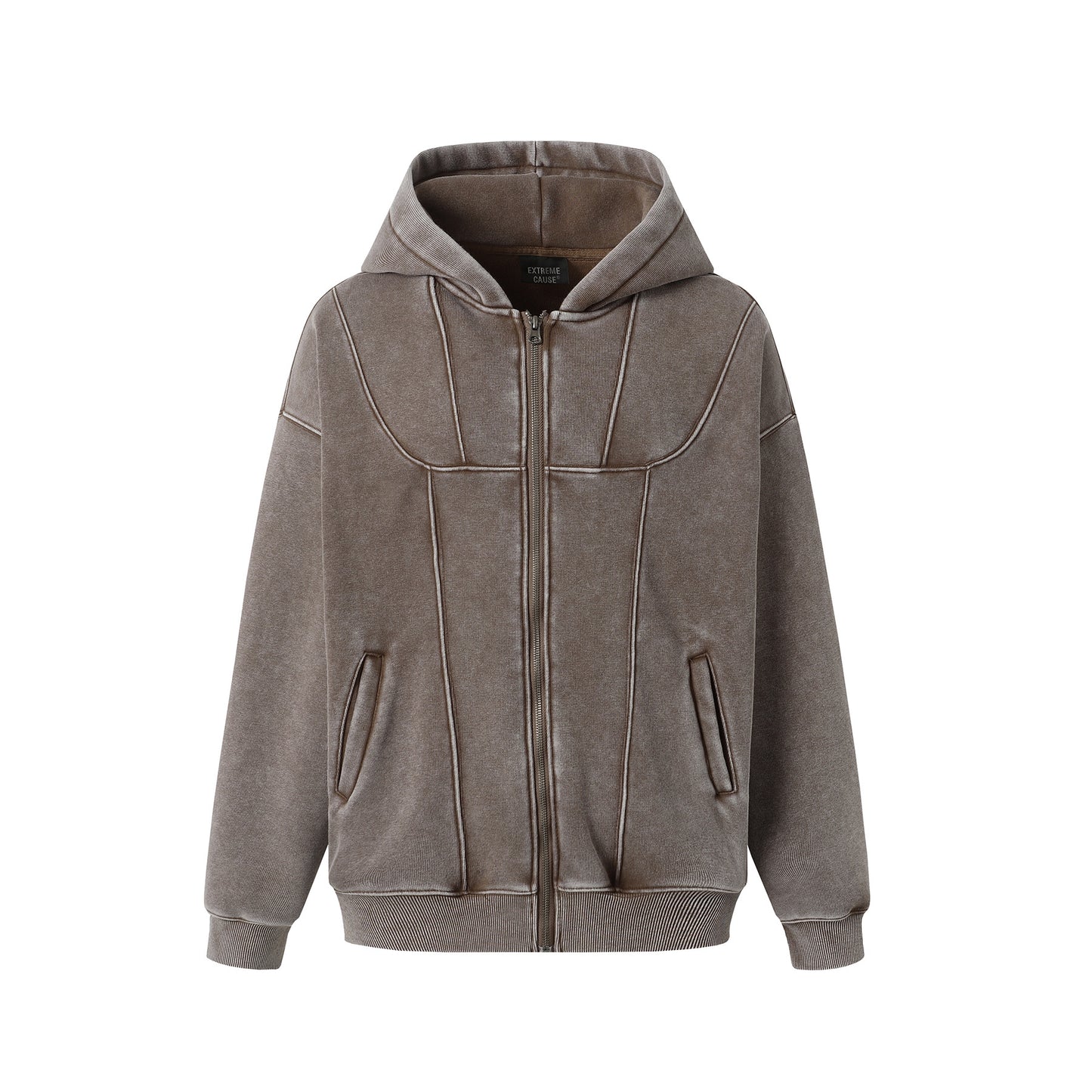 Vintage Fleece-lined Thickened Men's Women's Hoodie Long Terry Coat