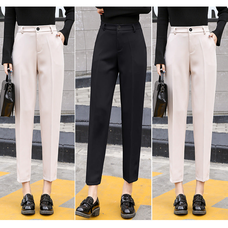 Women High Waist Straight Leg Pants Casual Korean Version