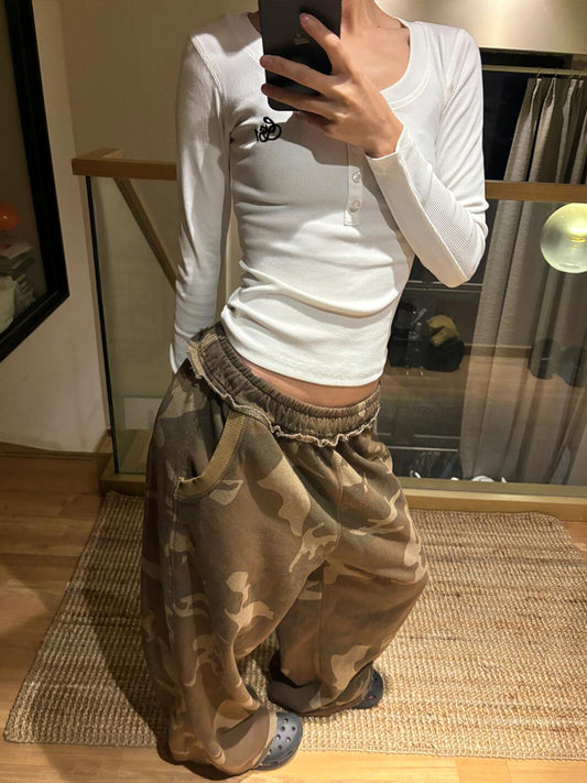 Amerikansk Hot Girl Camouflage Wide-leg Bukser Til Kvinder
