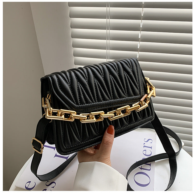 Hong Kong Style Retro Single Shoulder Bag Fashion Casual Messenger Texture Chain